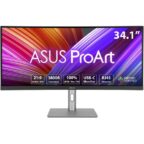 Asus ProArt Display PA34VCNV Curved Professional Monitor 34.1-inch IPS 21:9 3440 x 1440 3800R Curvature 100% sRGB / Rec.709 Color Accuracy ΔE < 2 Calman Verified USB-C Docking PD 96W RJ45 Ergonomic Stand Green Sustainability
