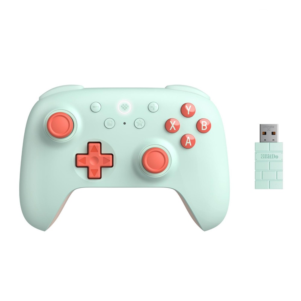 1-2324.jpg 8BitDo Ultimate 2C Wireless Controller – Hall Effect Joysticks, 1000Hz Polling Rate, 2.4G & Bluetooth Gaming Controller (Orange Green) - Image 1
