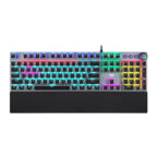 AULA F2088 Mechanical Keyboard, Wired Gaming Keyboar,d Multi-function Knob, 104 Keys, Phantom Backlit Keyboard, Macro Programming Black-Blue Switches