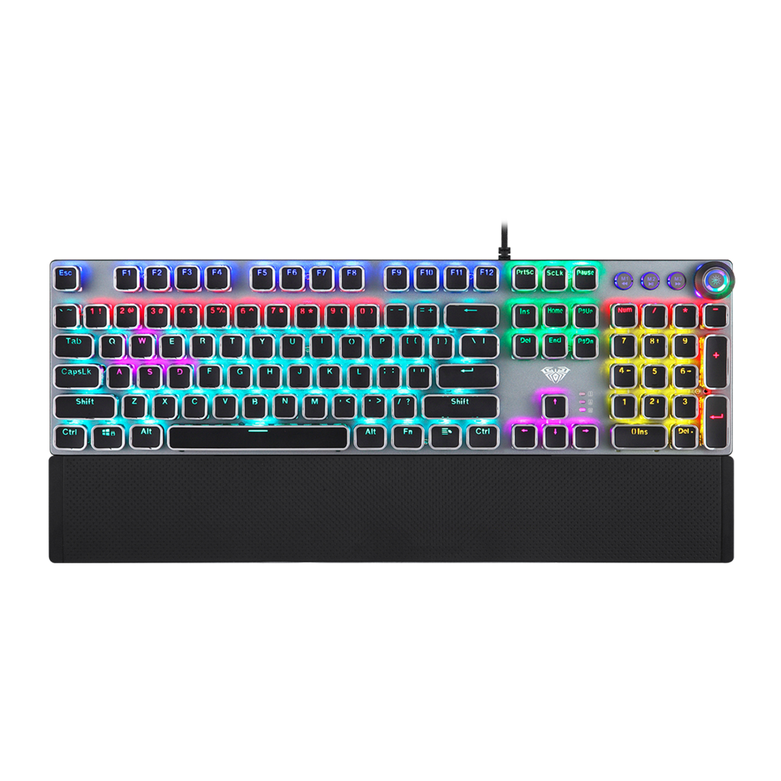 1-2326.jpg AULA F2088 Mechanical Keyboard, Wired Gaming Keyboar,d Multi-function Knob, 104 Keys, Phantom Backlit Keyboard, Macro Programming Black-Blue Switches - Image 1