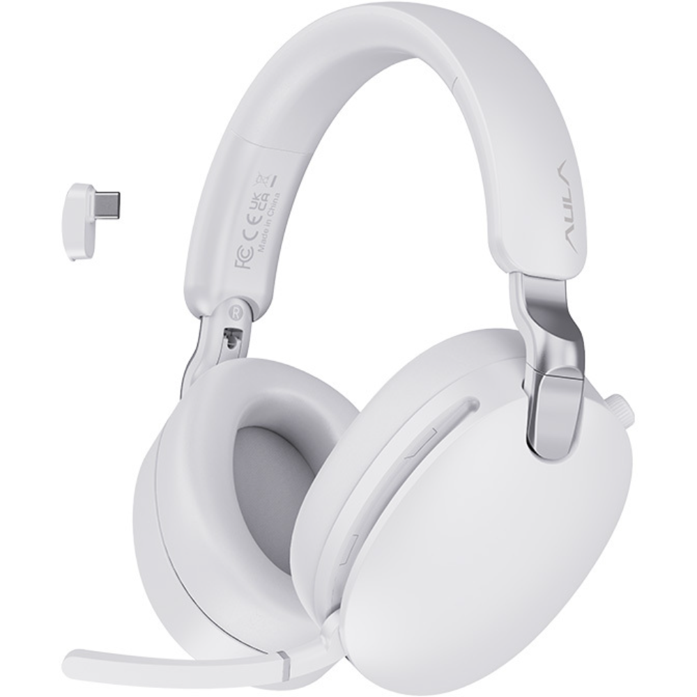 1-29.webp AULA A500 Tri-Mode Wireless & USB Wired Gaming Headset White - Image 1