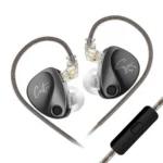 KZ Castor Wired IEM Earphone with Mic, 10mm Dual Magnetic + 8mm Dynamic Driver, Harman Target with Improved Bass in Ear Monitor, 4 Tuning Switches, 2Pin Detachable Cable - Grey
