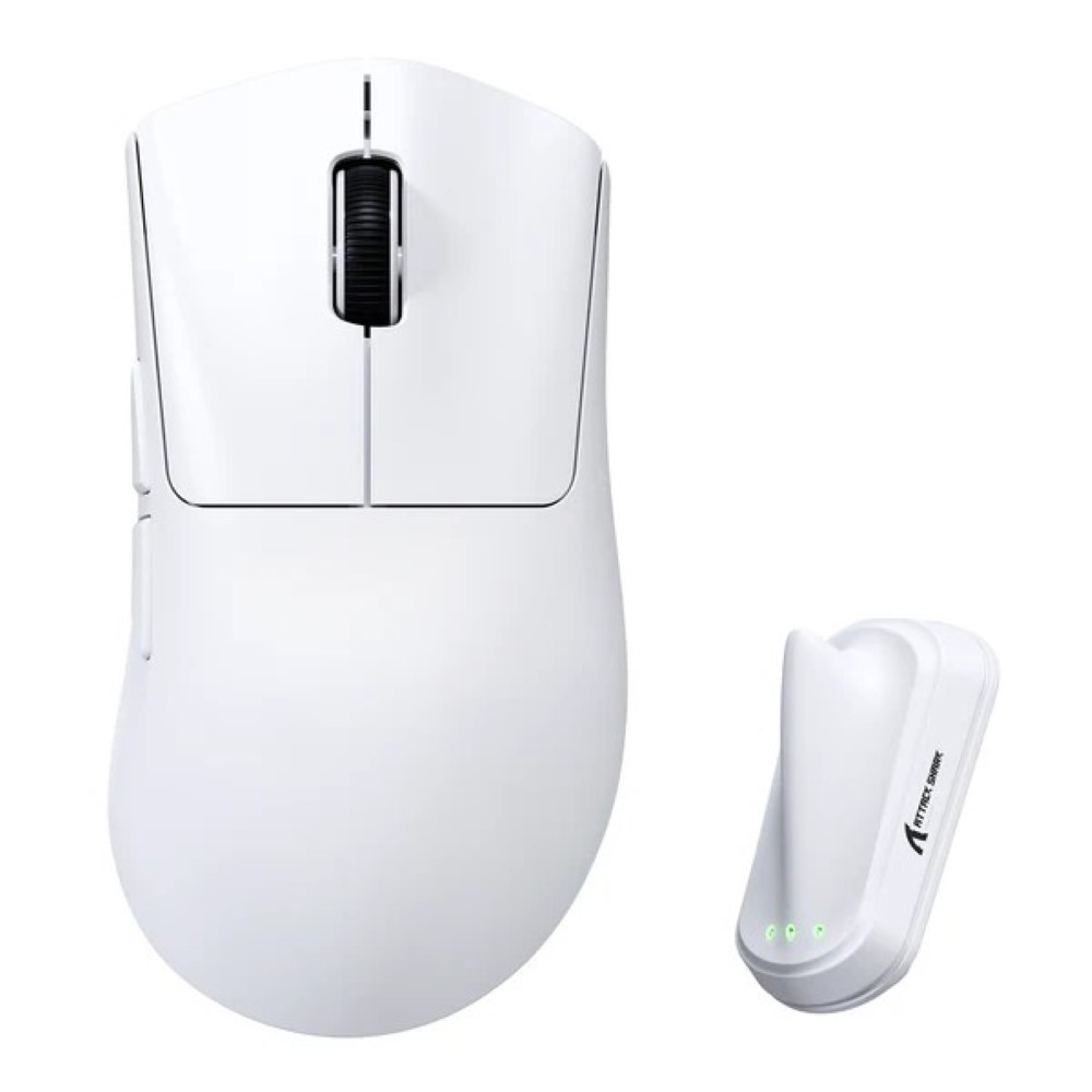 1-4296.jpg ATTACK SHARK V8 Ultra-Light Ergonomic Wireless Gaming Mouse - White - Image 1