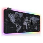 GMS- X5 World Map Print RGB Gaming Mouse Pad, Large Extended Soft Led Mouse Pad with 14 Lighting Modes, Computer Keyboard Mousepads Mat (800mm x 300mm x 3.5mm, Black)