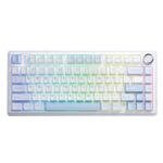 AULA F75 Gasket Structure, Fully Hot-Swappable Keys, 75% Layout Gray Wood Switch V3 Mechanical Keyboard Sea Salt Blue