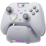 EasySMX X05 Pro White Wireless Gaming Controller with Charging Dock – Hall Effect Joysticks, Tri-Mode Connectivity, 1000Hz Polling Rate, RGB, PC/Switch/Android/iOS