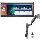 Dell P3421W 34.14" 60Hz 21:9 Curved USB Type-C WQHD IPS Monitor Used With MXG PMA-12 Single Monitor Pole-Mounted Spring-Assisted Monitor Arm