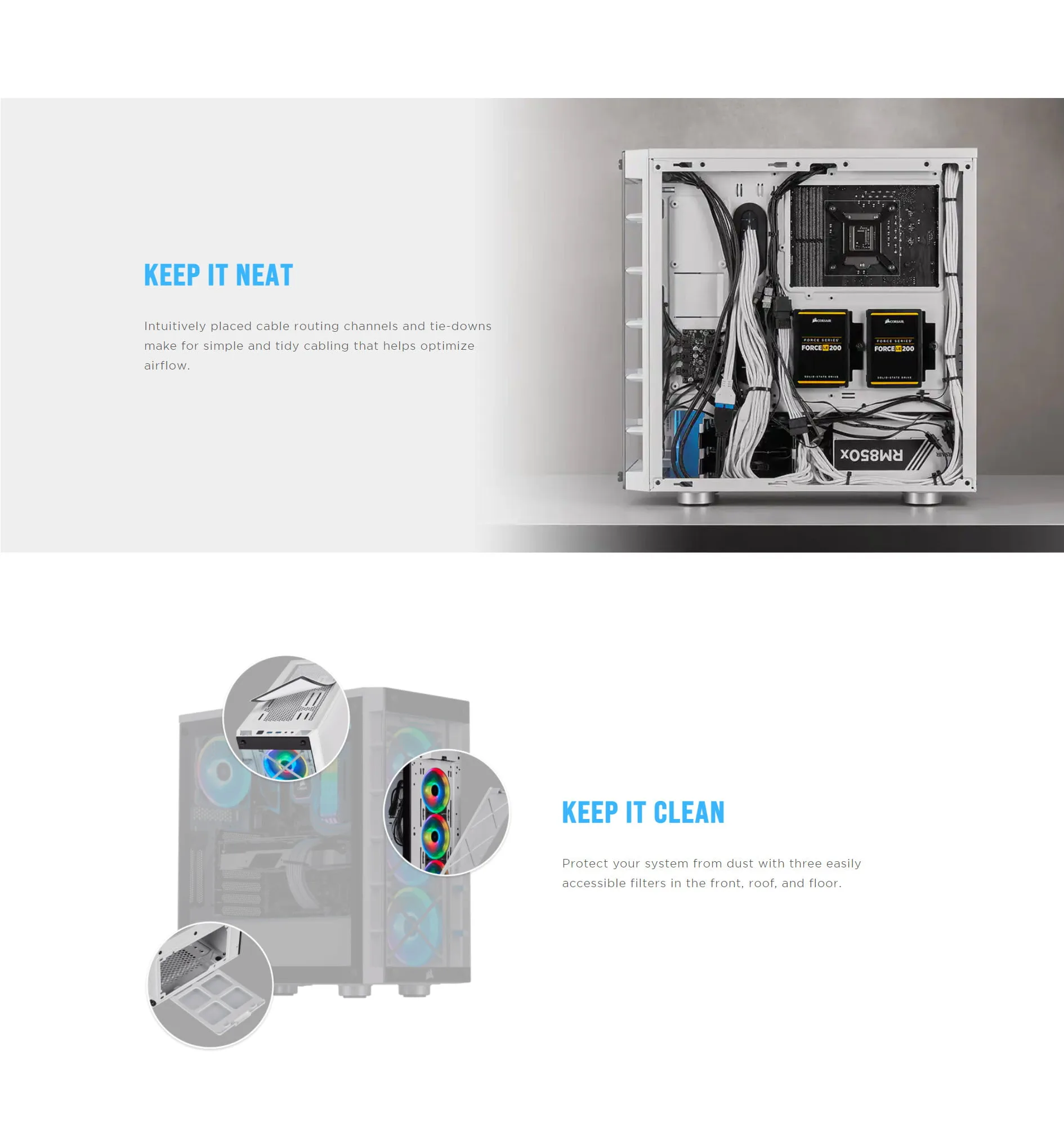 Corsair Crystal iCUE 465X RGB White Steel / Plastic / Tempered Glass ATX Mid Tower Computer Case - spec 4 - MegaComputer.pk