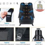 Coosky Anti-theft Gaming Backpack with RFID Pocket Water Proof Business Geek Laptop Bag with USB Charging Port and Earphone Port, Reflective Travel Bag with Lock fits most to 15.6 inch for Men & Women Black