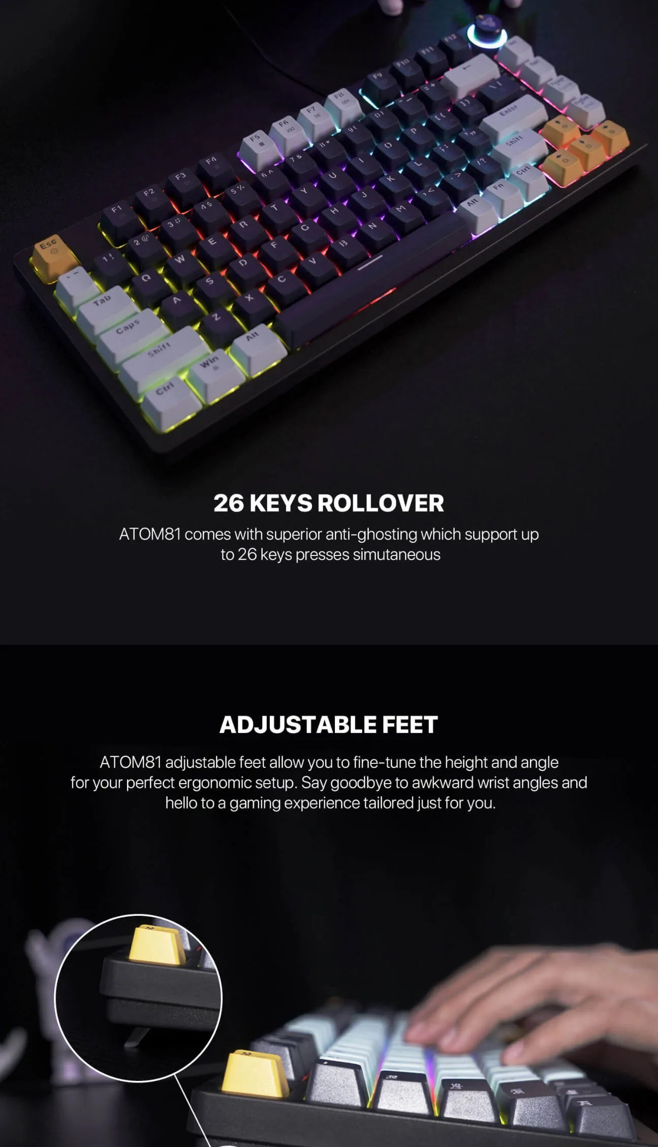 Fantech Atom 81 MK875V2 RGB Mizu Edition Mechanical Gaming Keyboard - Navy Blue (Blue Switches) - spec 1 - MegaComputer.pk