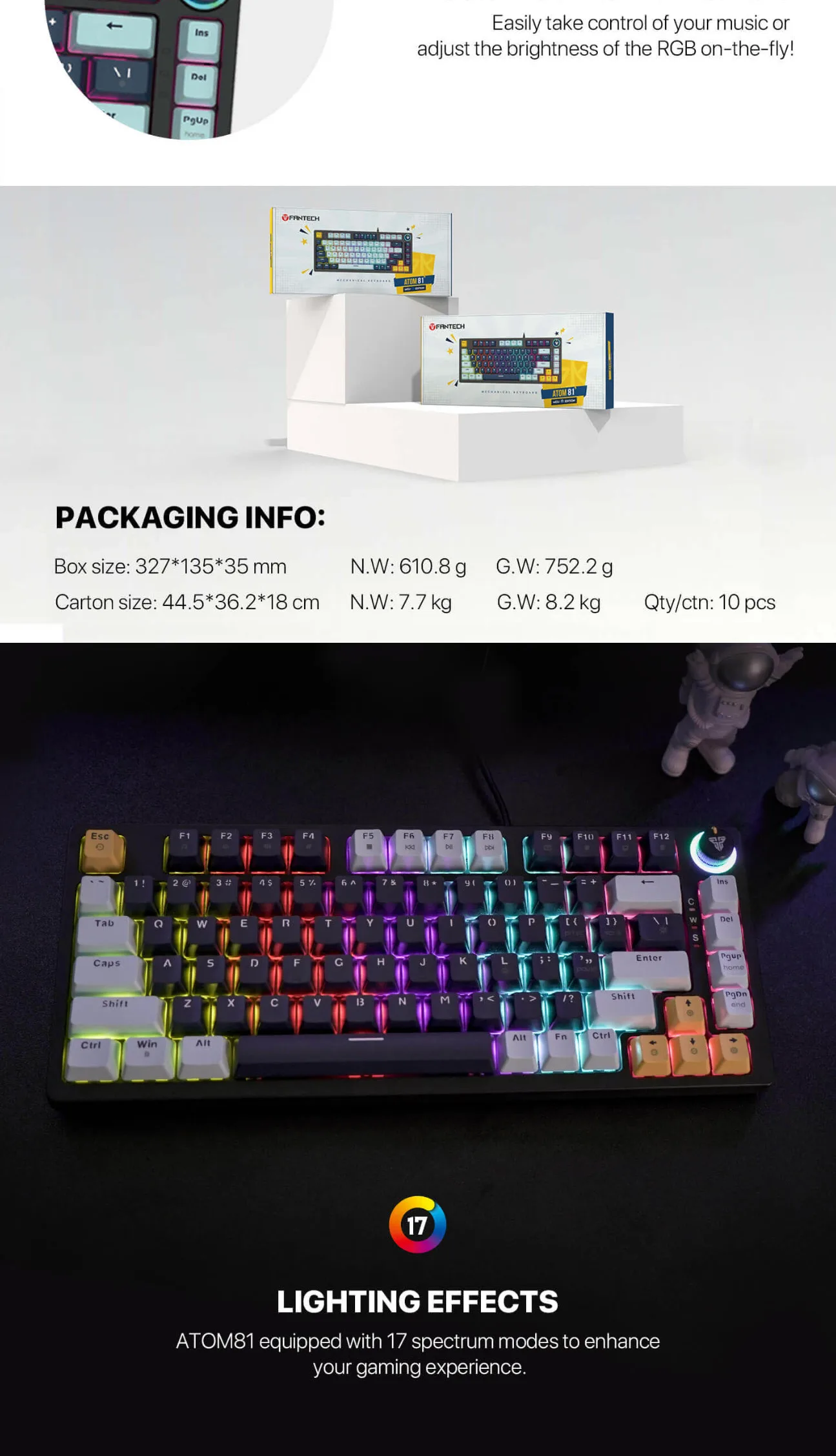 Fantech Atom 81 MK875V2 RGB Mizu Edition Mechanical Gaming Keyboard - Navy Blue (Blue Switches) - spec 4 - MegaComputer.pk