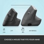 Logitech Lift Vertical Ergonomic Wireless Mouse Graphite 910-006479 - Image 5