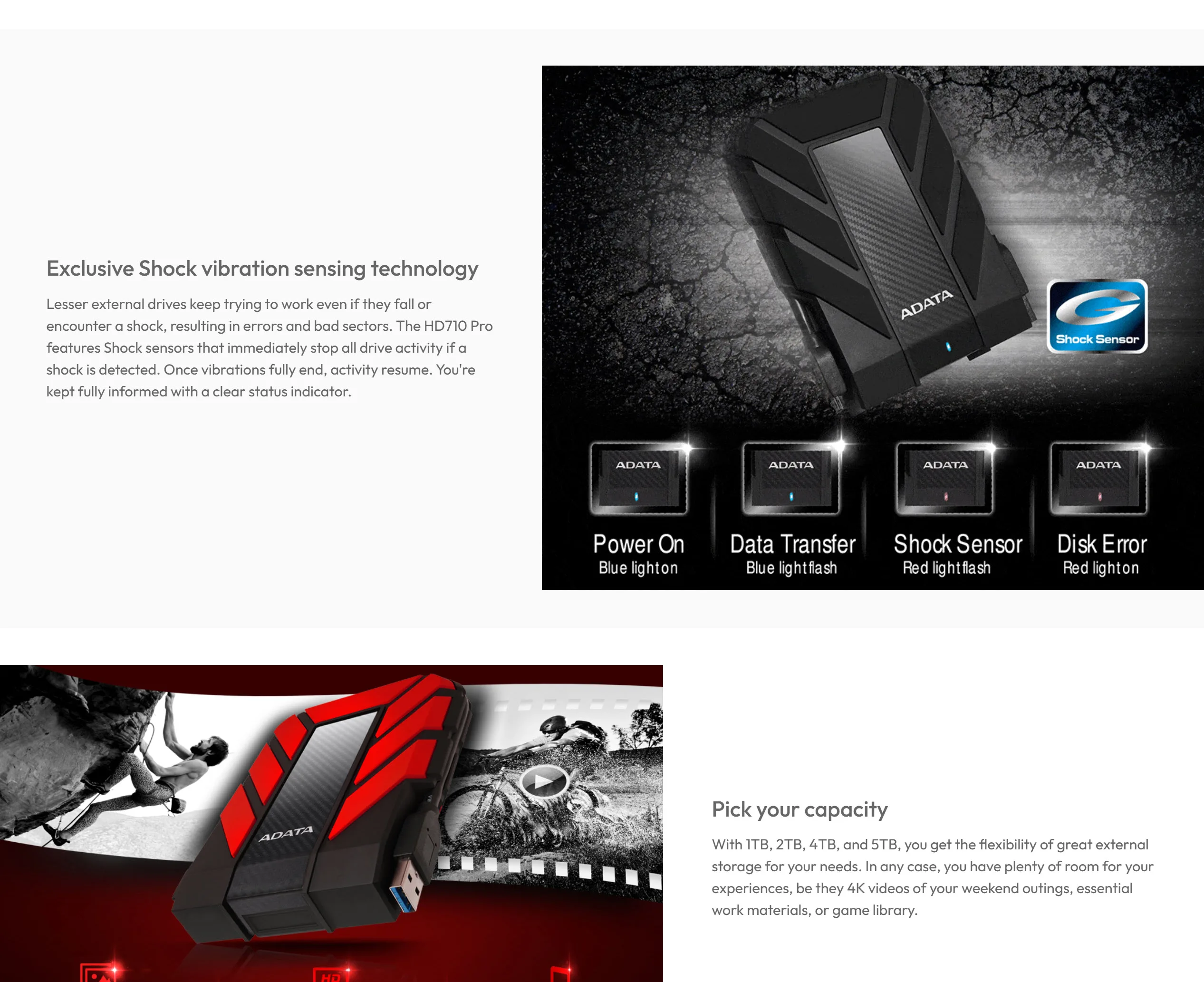 ADATA HD710 Pro 1TB Shockproof External Hard Drive Red - spec 3 - MegaComputer.pk