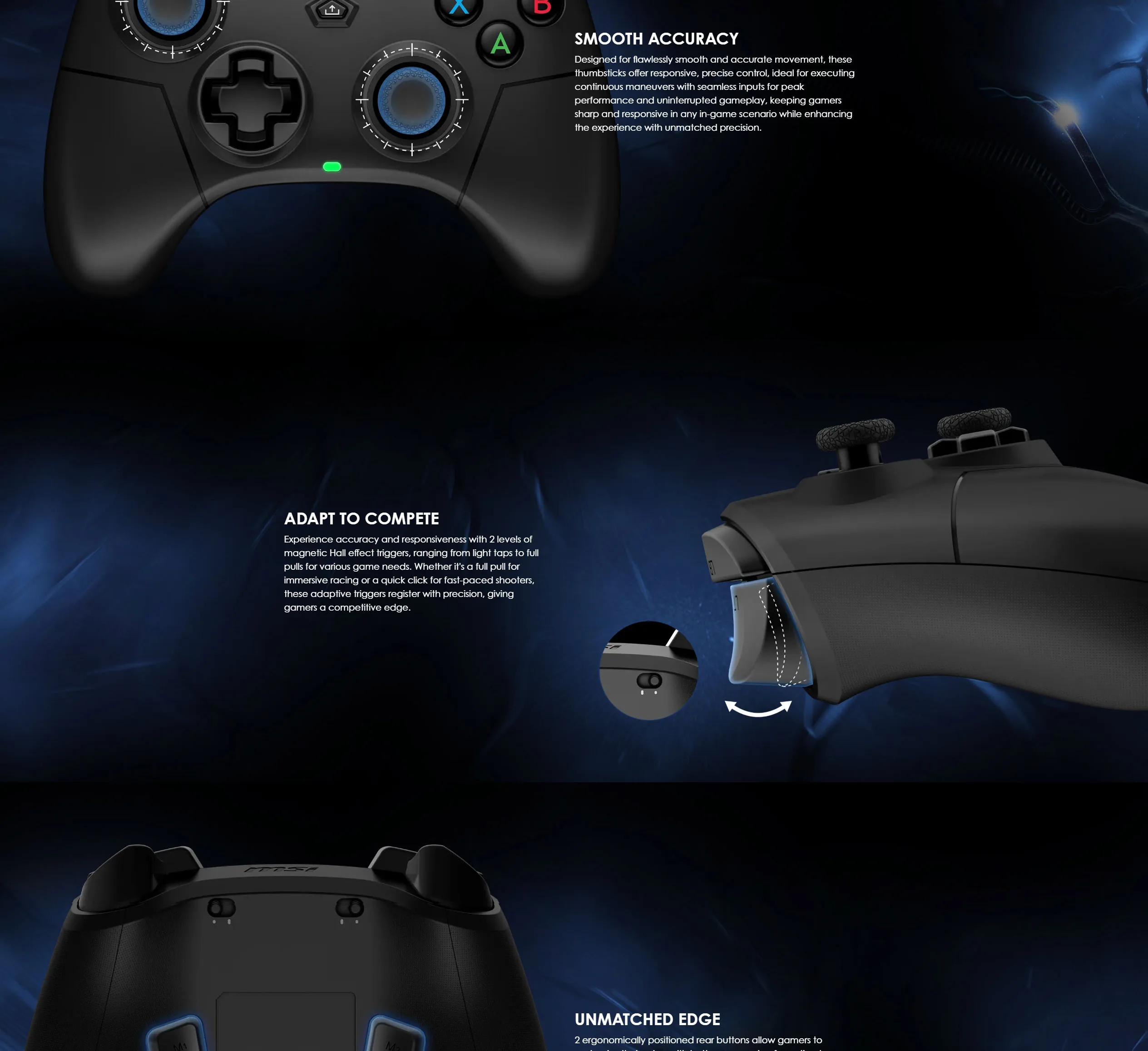 MSI Force GC300 Wireless Gaming Controller Black - spec 2 - MegaComputer.pk