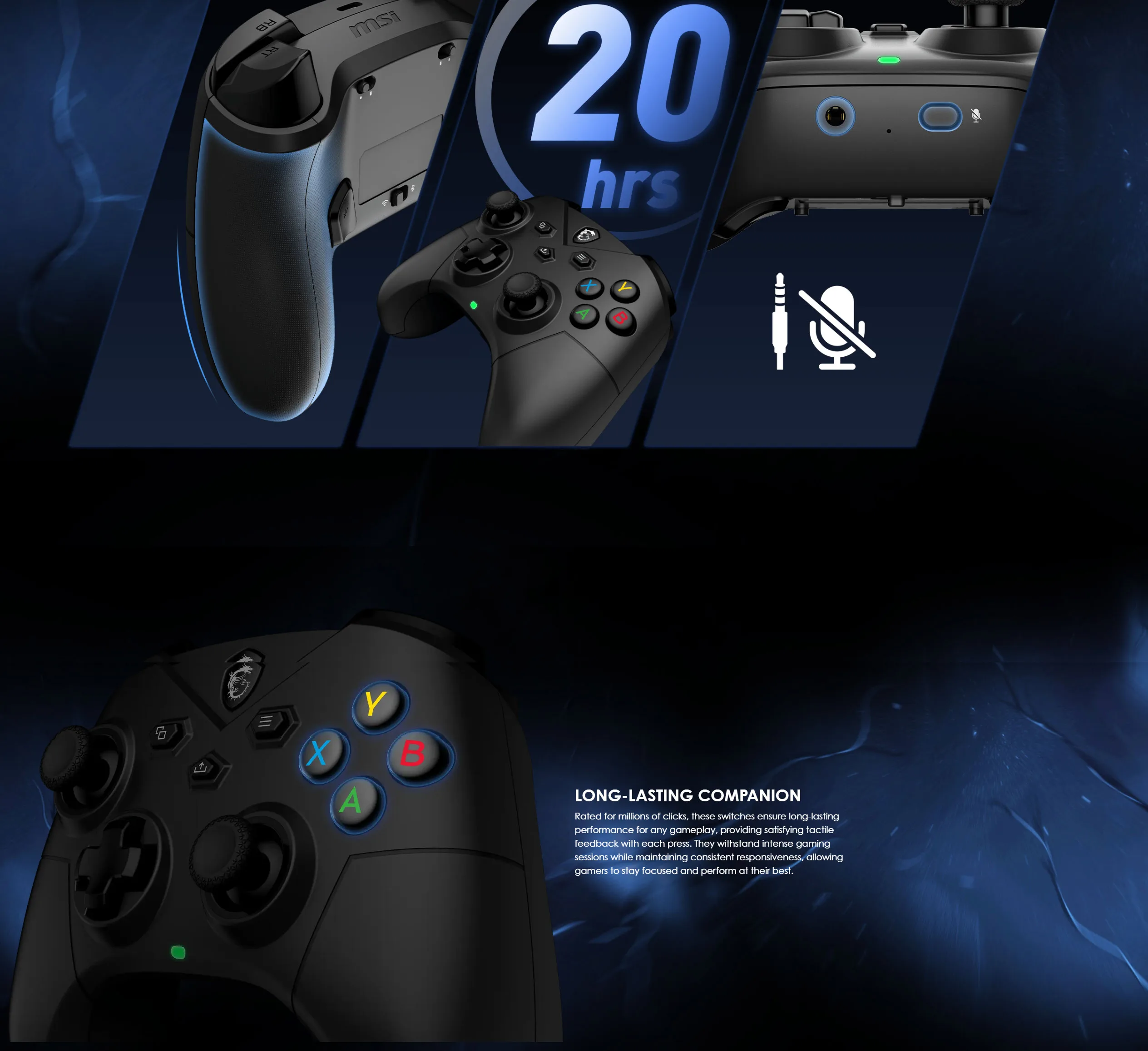 MSI Force GC300 Wireless Gaming Controller Black - spec 4 - MegaComputer.pk