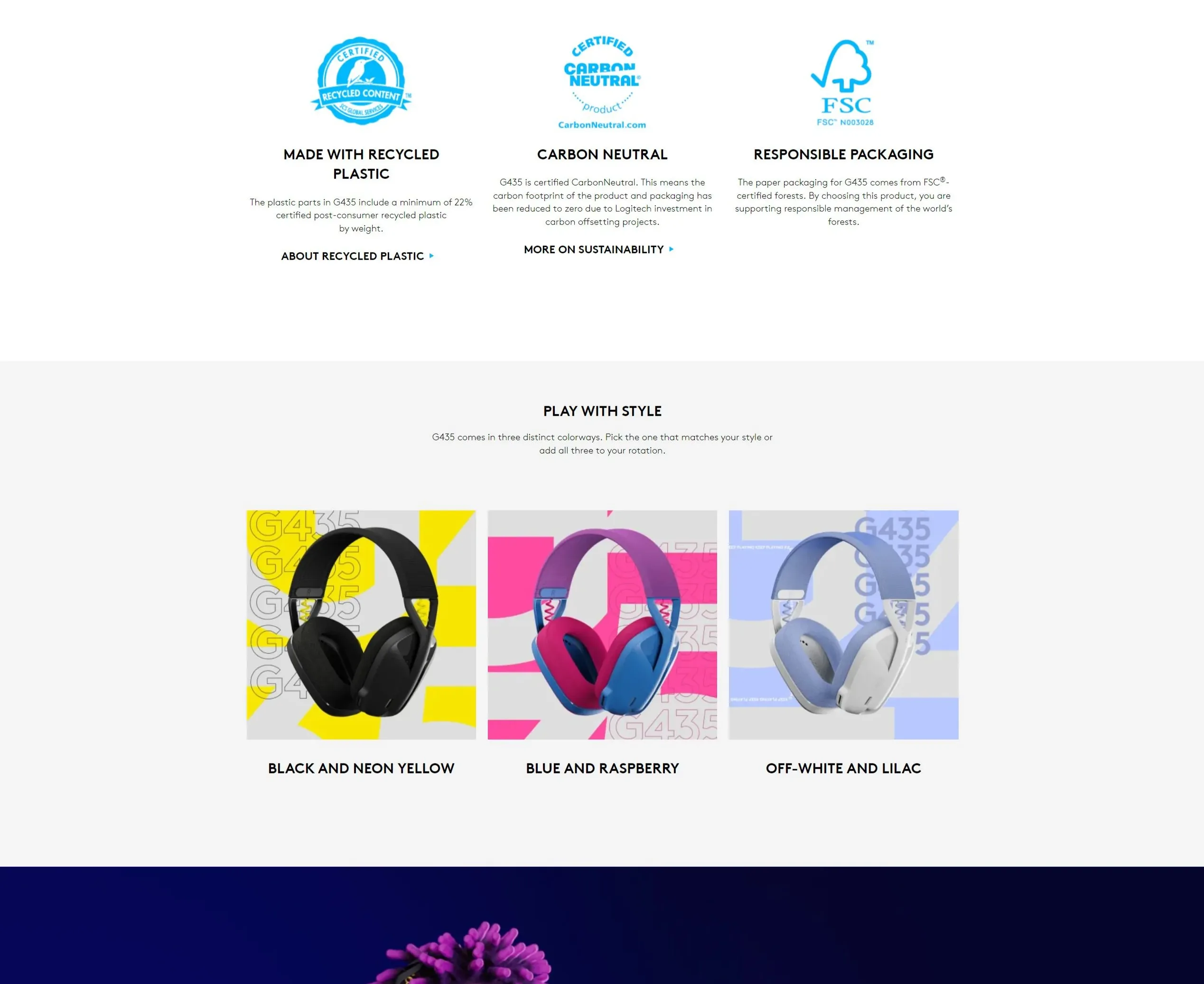 Logitech G435 Lightspeed Wireless Gaming Headset - Off White and Lilac 981-001075 - spec 2 - MegaComputer.pk