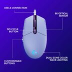 Logitech G G203 Lightsync RGB Lighting Mouse Lilac 910-005851 - Image 6