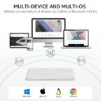 Rapoo E9050L Bluetooth Wireless Multi-Device Keyboard (4 Devices) Rechargeable Led Indicators Ultra-Thin Ergonomic Compatible with Windows iOS Android Tab Smartphones - White - Image 7