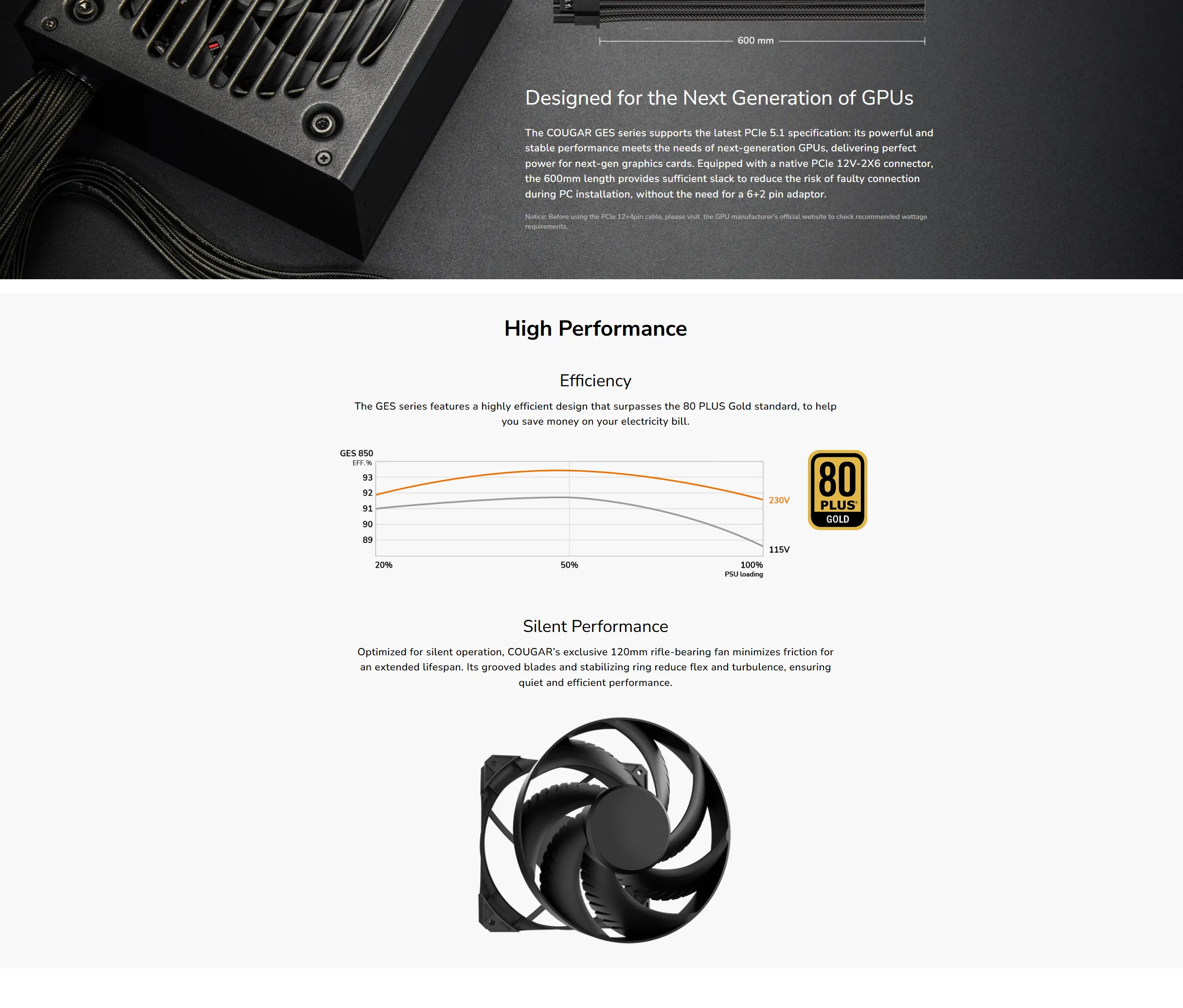 Cougar GES 850W 80 PLUS Gold Fully-Modular Power Supply - spec 2 - MegaComputer.pk