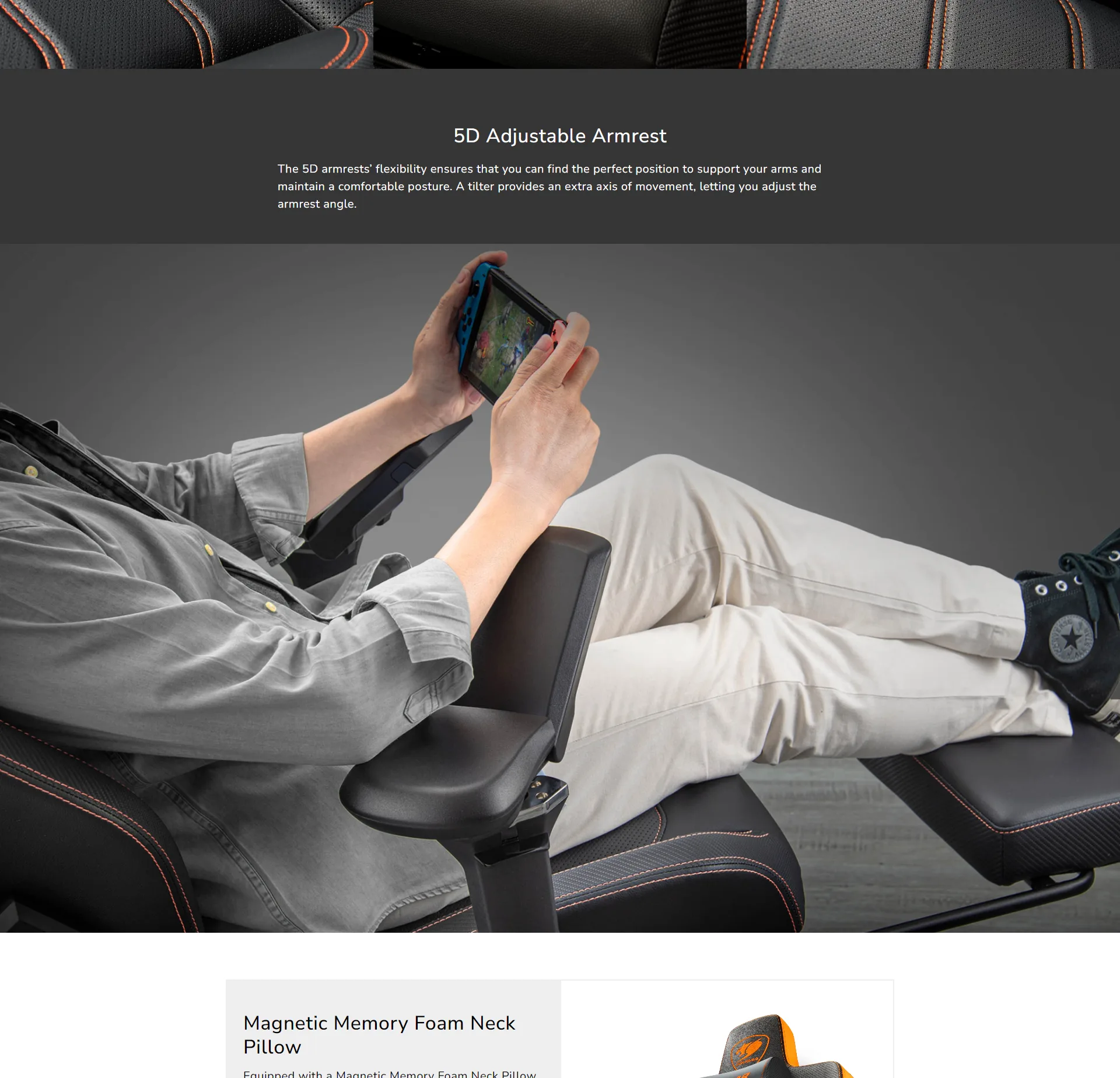 Cougar Armor Evo M PVC Leather, 5D Adjustable Armrest, Lumbar Cushion Gaming Chair Black/Gold - spec 2 - MegaComputer.pk