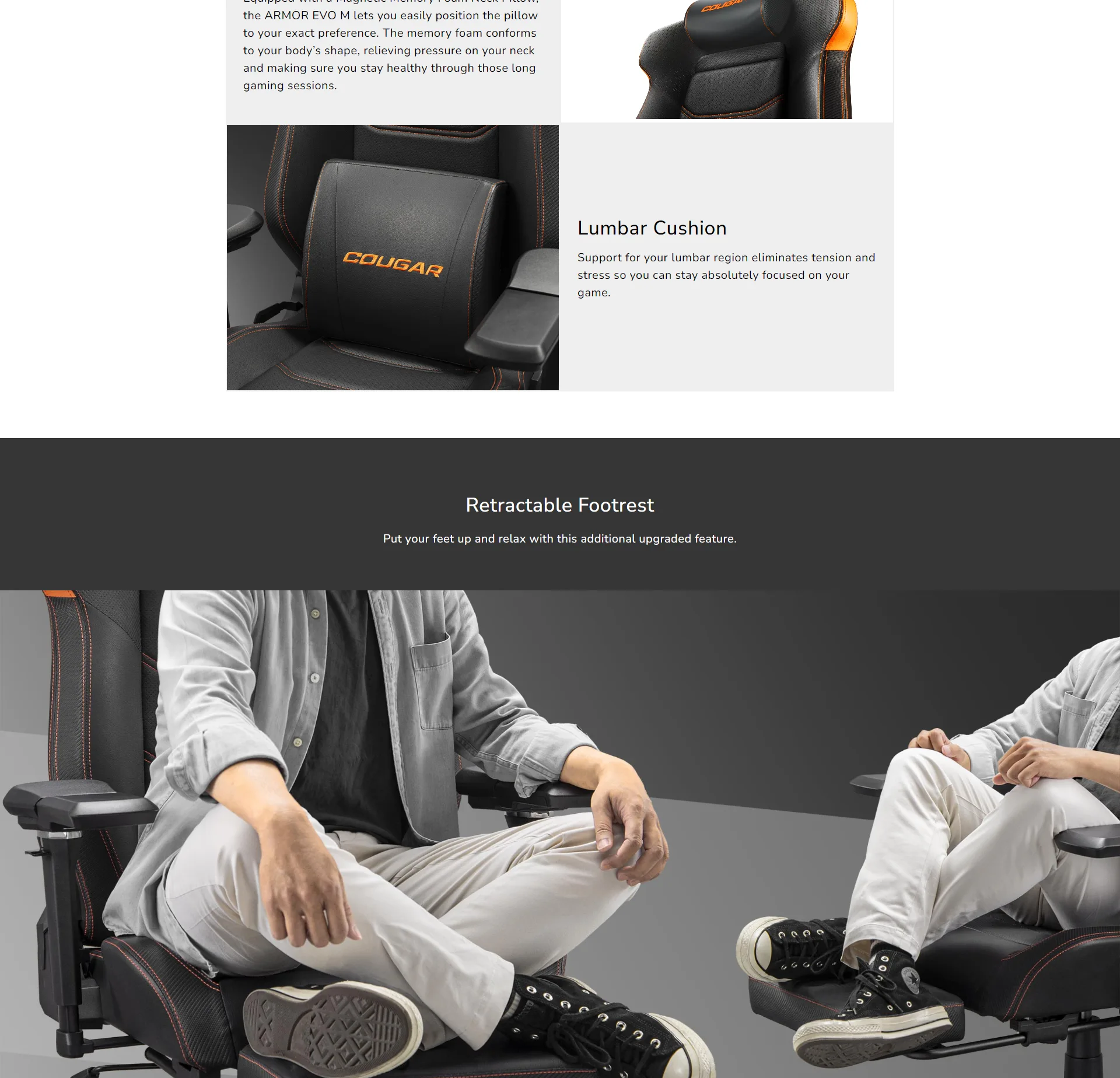 Cougar Armor Evo M PVC Leather, 5D Adjustable Armrest, Lumbar Cushion Gaming Chair Black/Gold - spec 3 - MegaComputer.pk