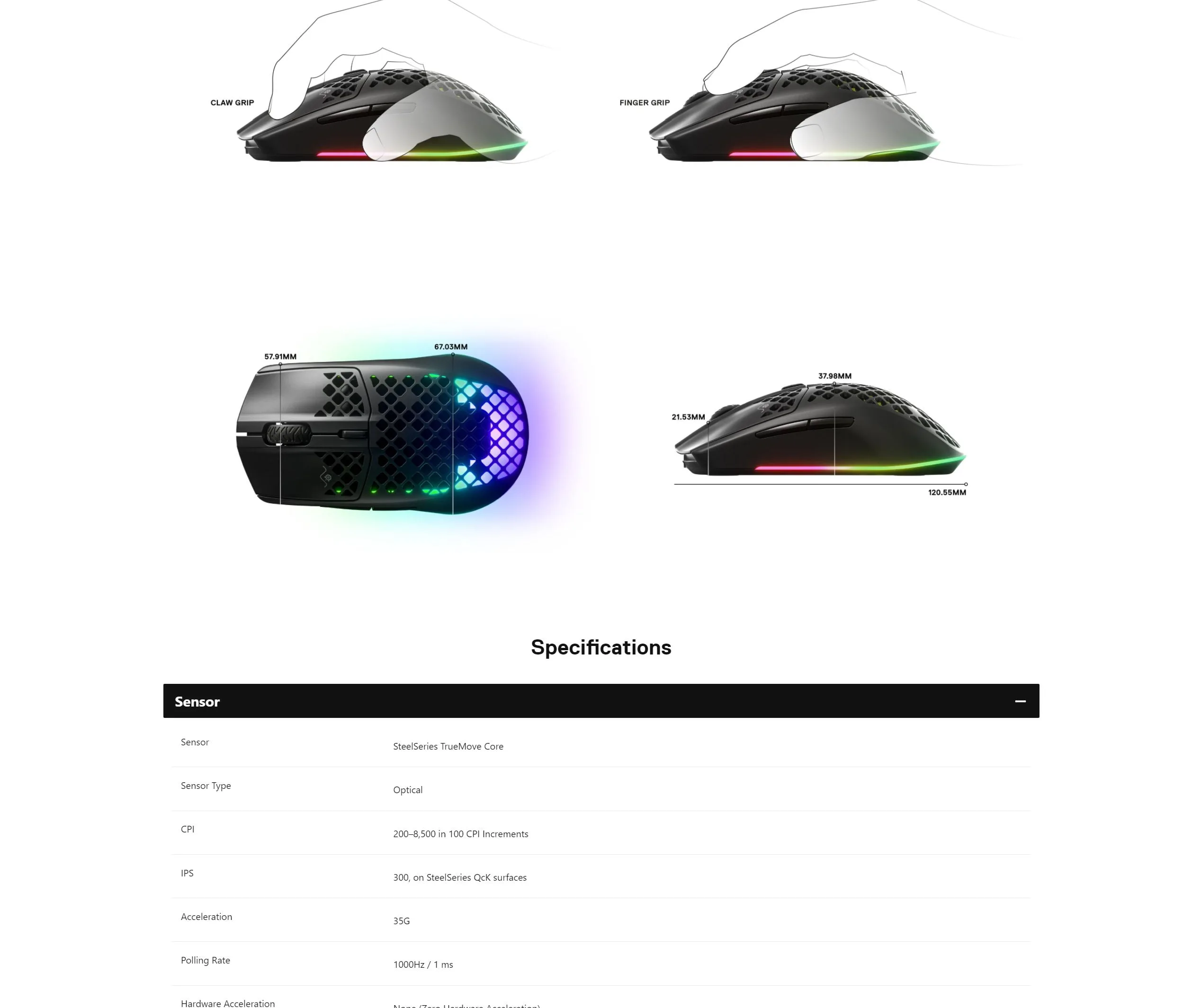 SteelSeries Aerox 3 Wired Optical Gaming Mouse with Ultra-lightweight Design - spec 7 - MegaComputer.pk