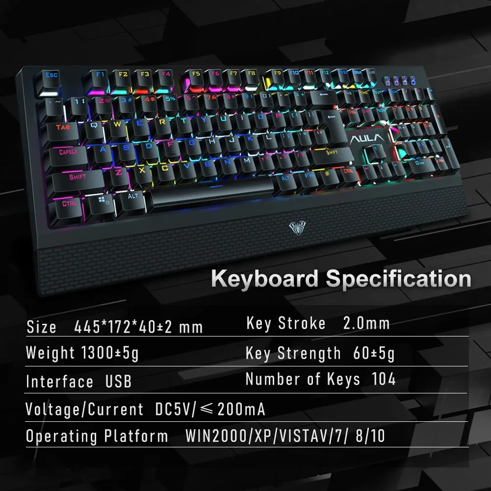 AULA S2018 Mechanical Wired Keyboard