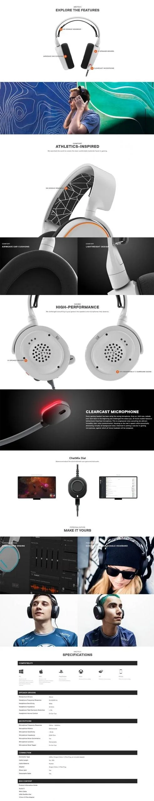SteelSeries Arctis 5 – 7.1 Surround RGB Gaming Headset