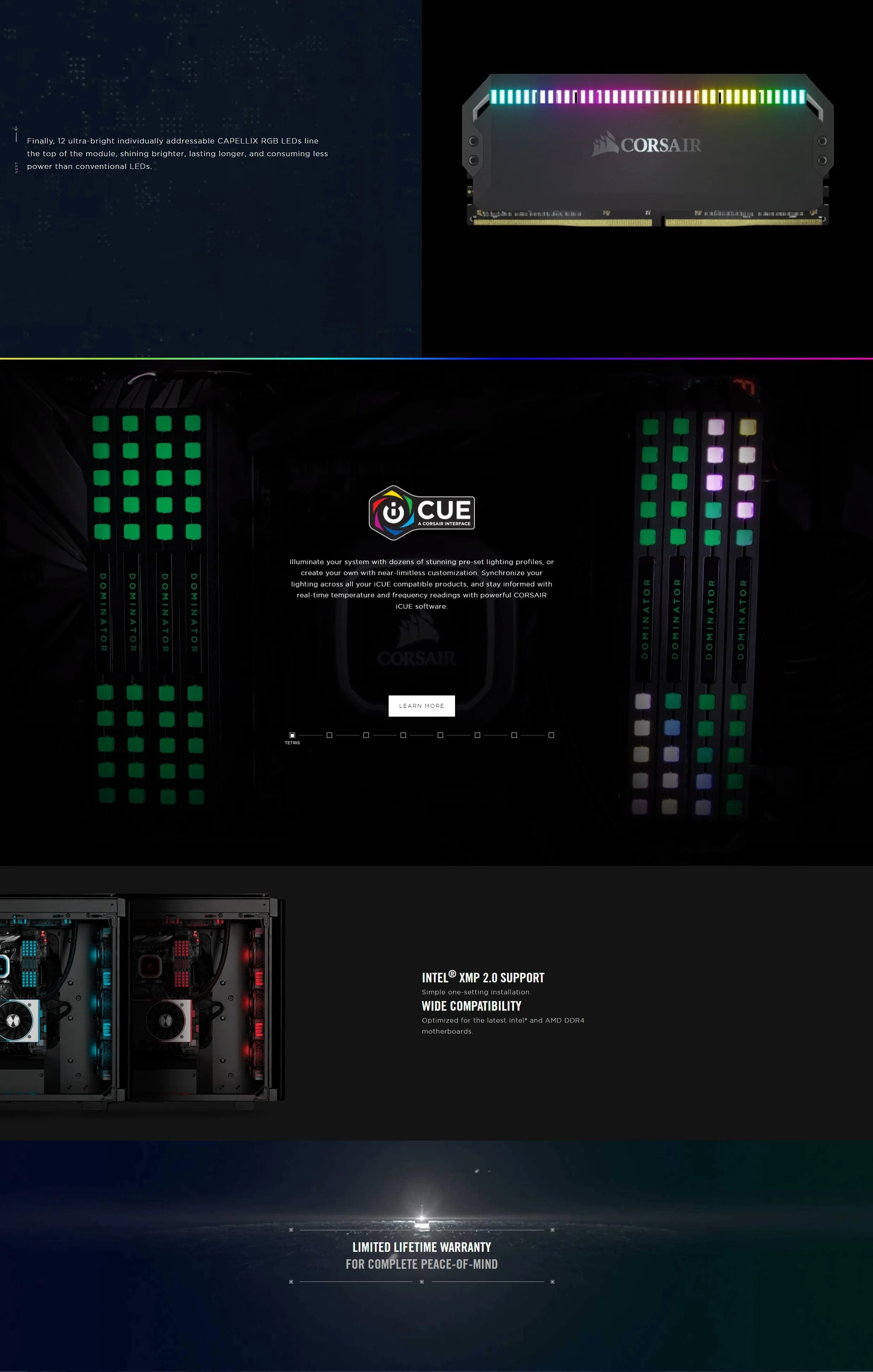 CORSAIR Dominator Platinum RGB 16GB (2 x 8GB) DDR4 3600Mhz (PC4 28800) Desktop Memory