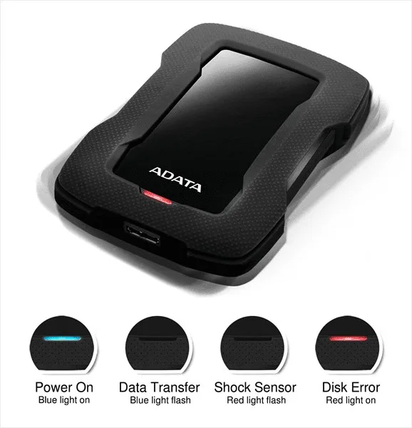 ADATA HD330 2TB AHD330-2TU31-CBK USB 3.1 Shock-Resistant Extra Slim External Hard Drive - Black
