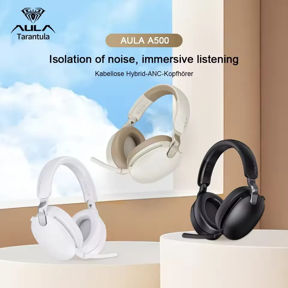 AULA A500 Tri-Mode Wireless & USB Wired Gaming Headset Beige