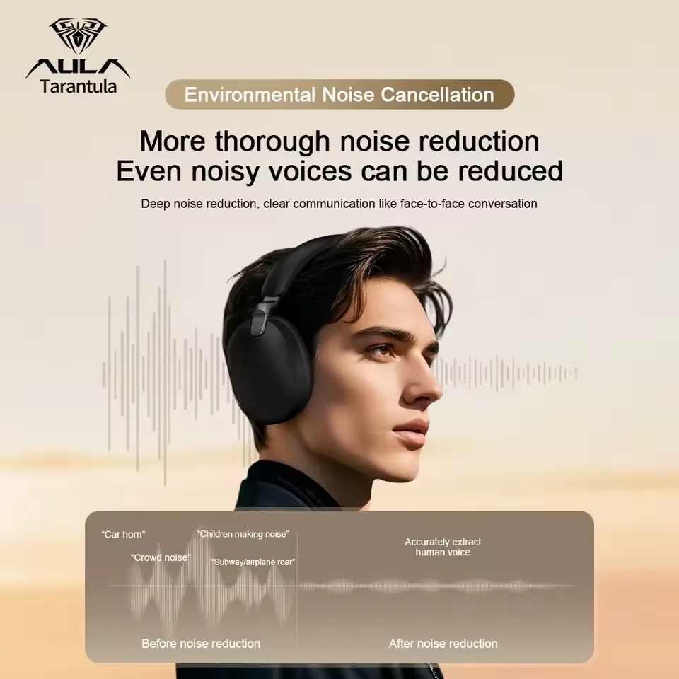AULA A500 Tri-Mode Wireless & USB Wired Gaming Headset Beige