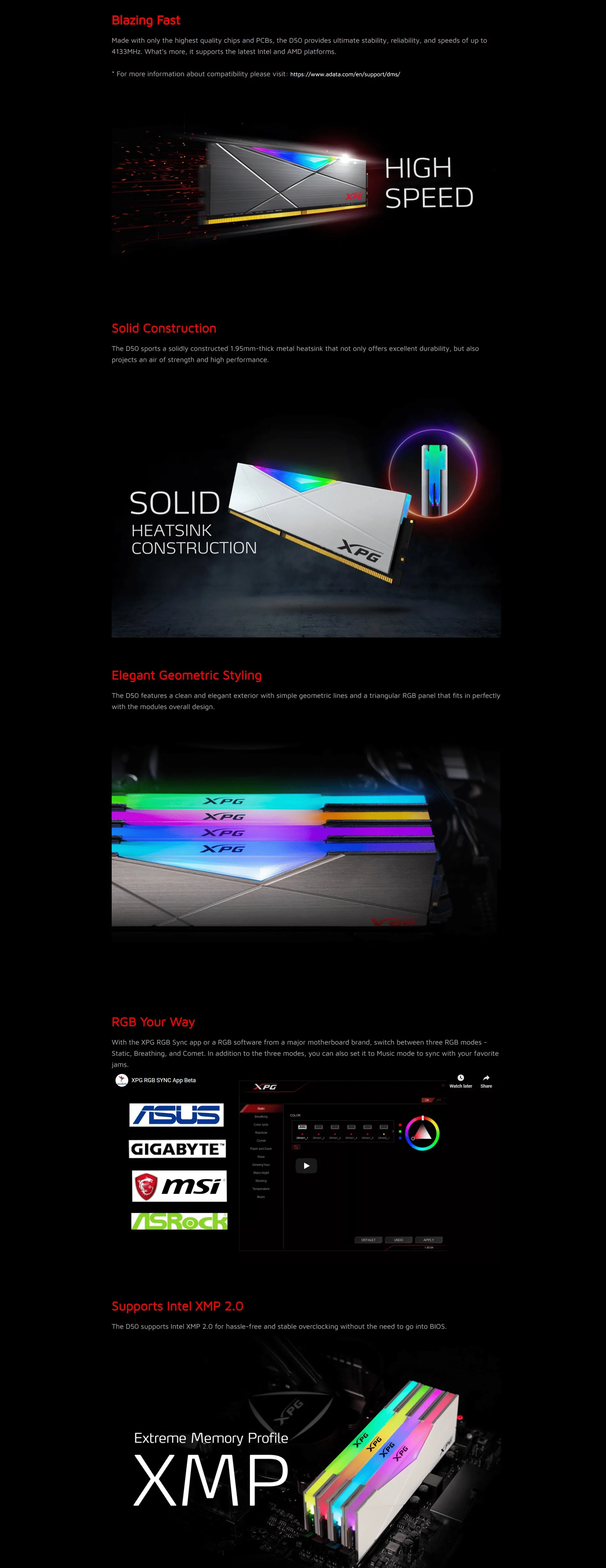 XPG SPECTRIX D60G 16GB DDR4 3200MHz RGB Memory Module