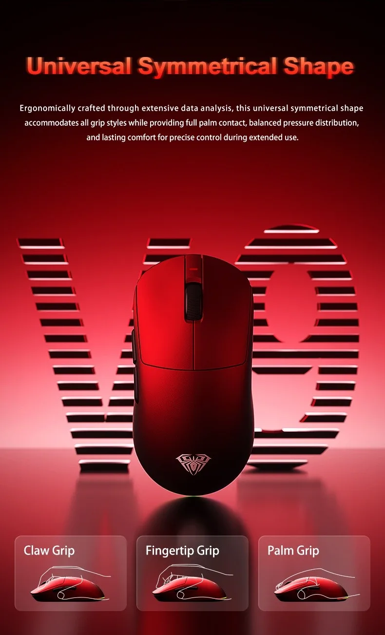 AULA V9 Pro Ultra-Lightweight Tri-Mode Wireless Gaming Mouse Black