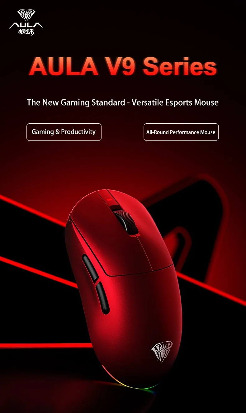 AULA V9 Pro Ultra-Lightweight Tri-Mode Wireless Gaming Mouse White