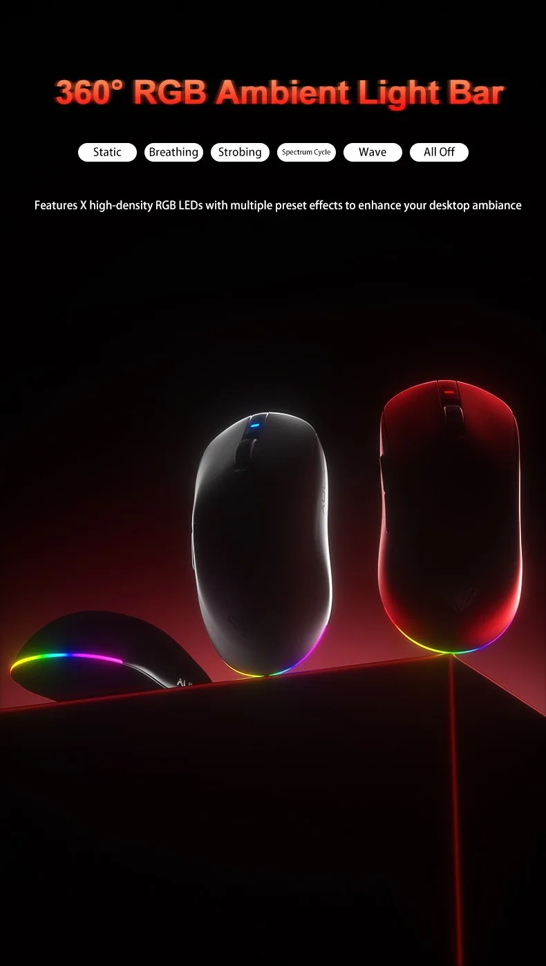 AULA V9 Pro Ultra-Lightweight Tri-Mode Wireless Gaming Mouse White