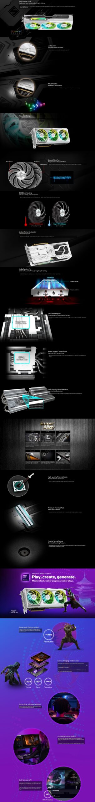 ASRock Intel Arc B580 Steel Legend 12GB OC 2800 MHz 19 Gbps 192 Bits GDDR6 7680 x 4320 650W Triple Fan Graphics Card