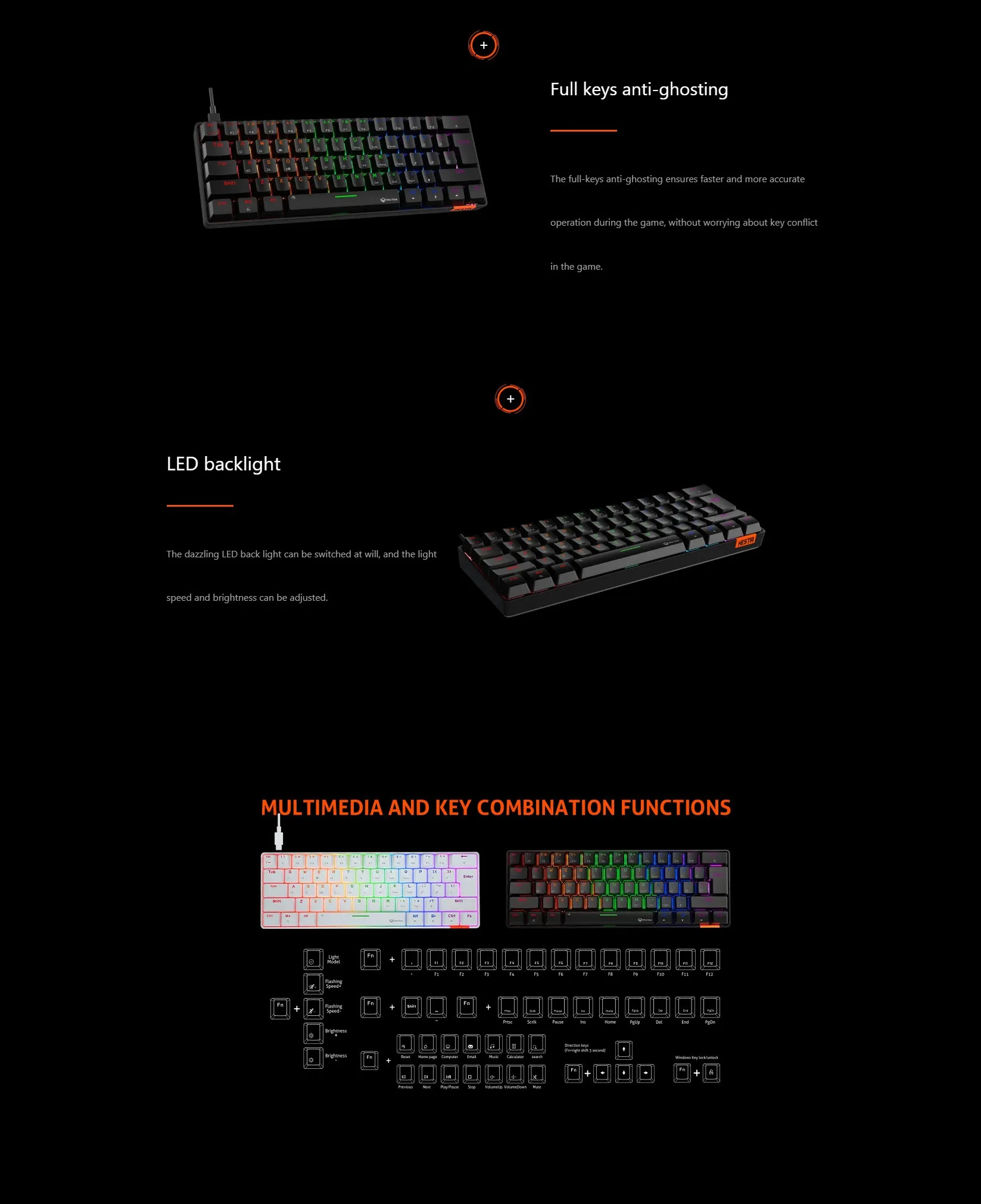 Meetion MK005 Wired 60% Mini Mechanical Keyboard - Black