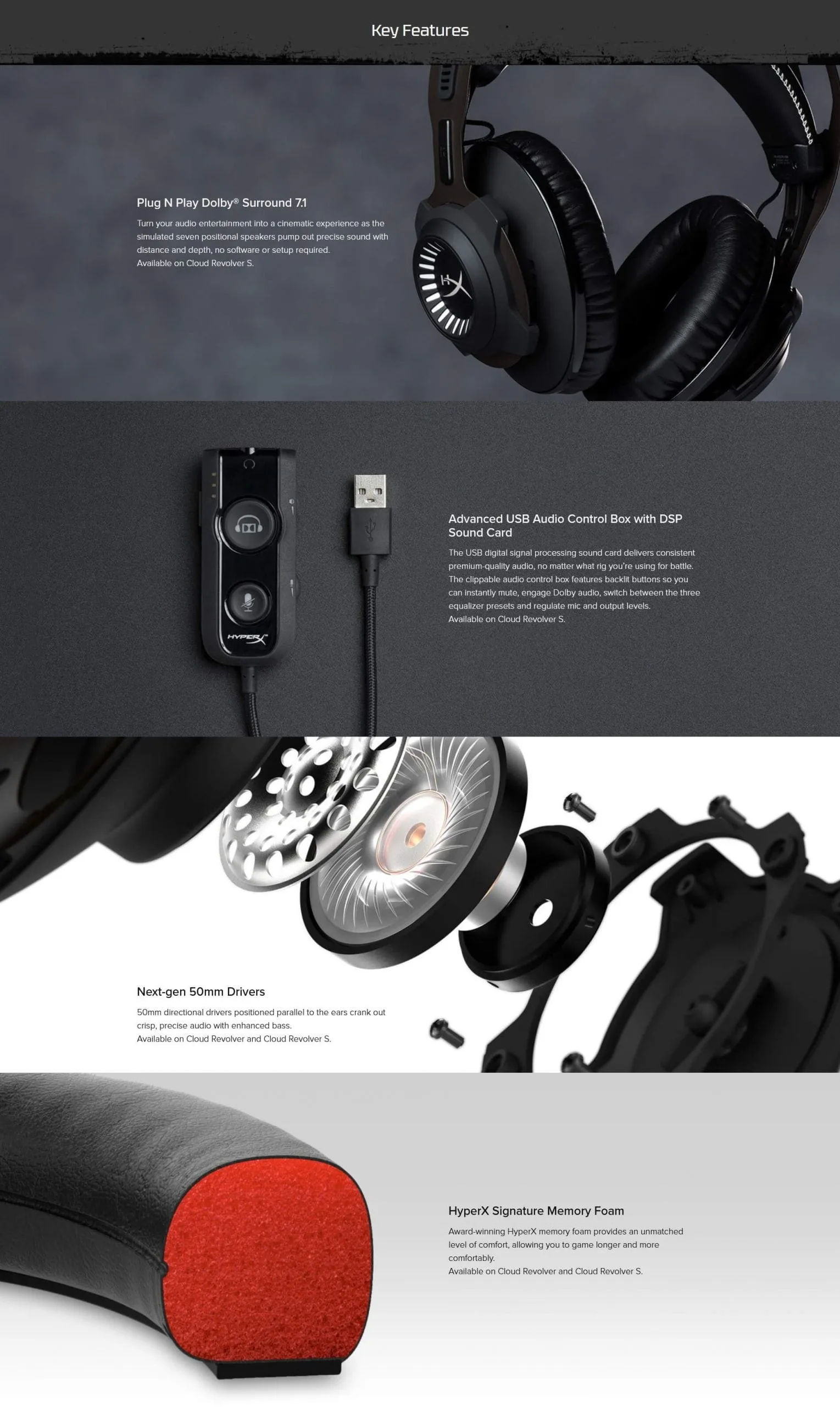 HyperX Cloud Revolver Gaming Headset 7.1 Surround Sound (Open Box)