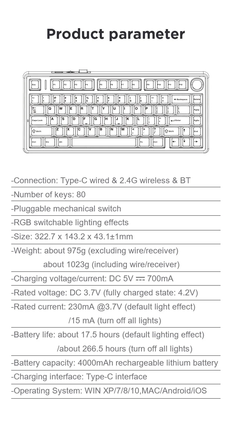 AULA F75 Gasket Structure, Fully Hot-Swappable Keys, 75% Layout Gray Wood Switch V3 Mechanical Keyboard Sea Salt Blue