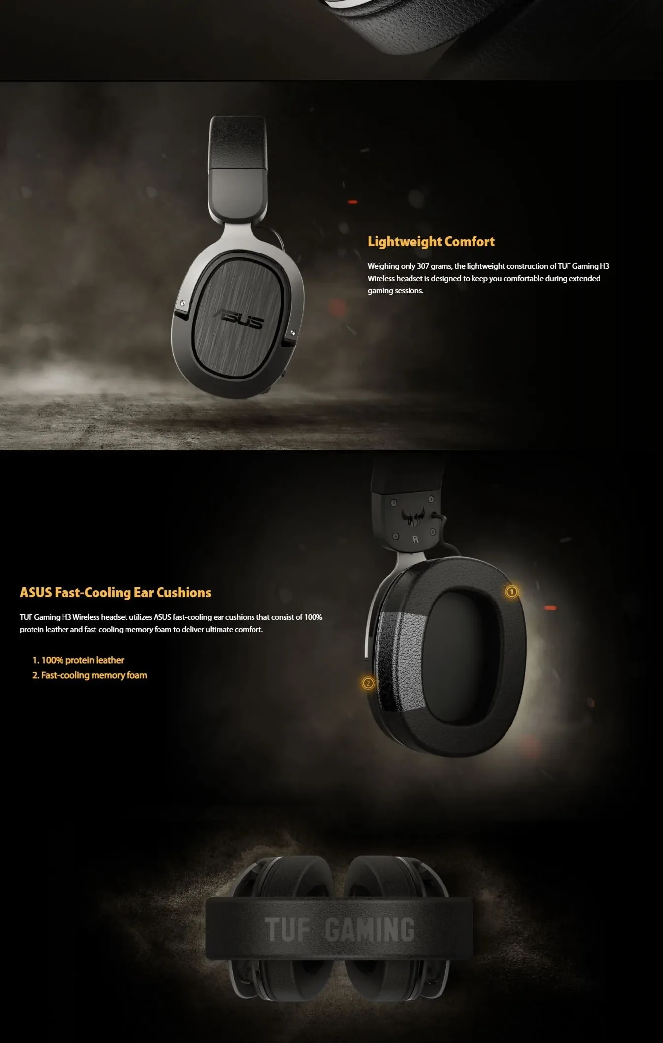 ASUS TUF Gaming H3 Wireless Gaming Headset – Gun Metal - spec 3 - MegaComputer.pk