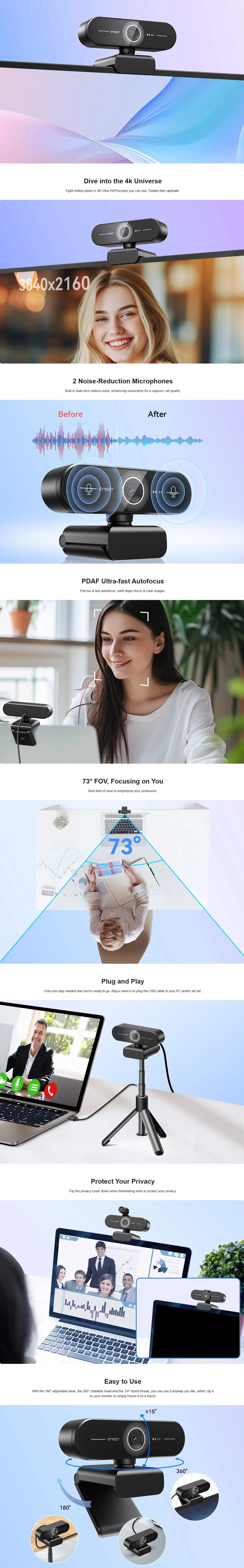 EMEET SmartCam C60E 4K Webcam