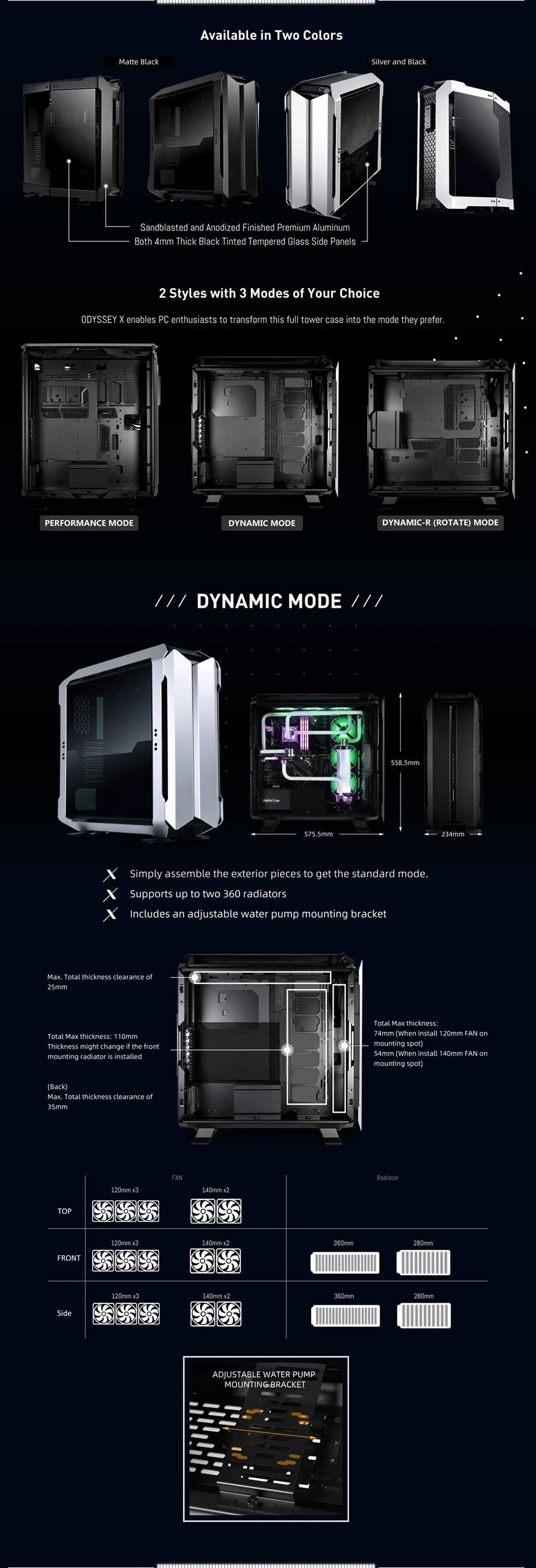LIAN LI Odyssey X Tempered Glass on the Left and Right Sides, Aluminum Full Tower Gaming Computer Case Black
