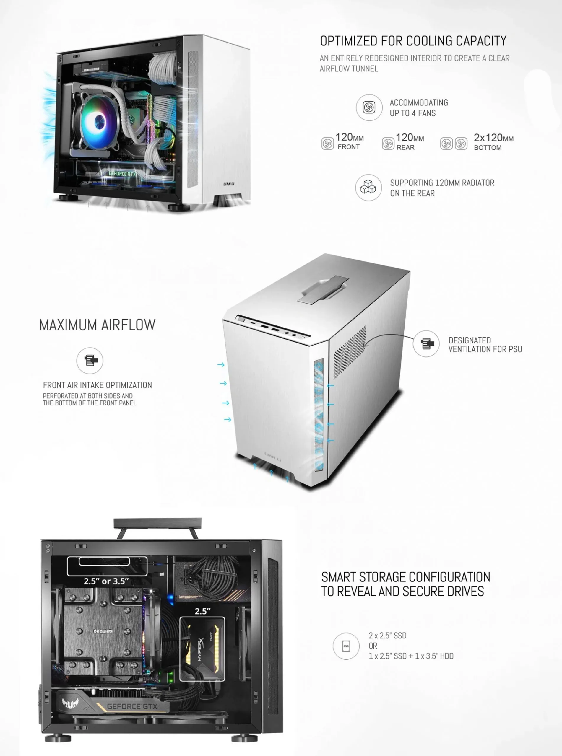 LIAN LI TU150 Aluminum Tempered Glass ITX case -Silver Color