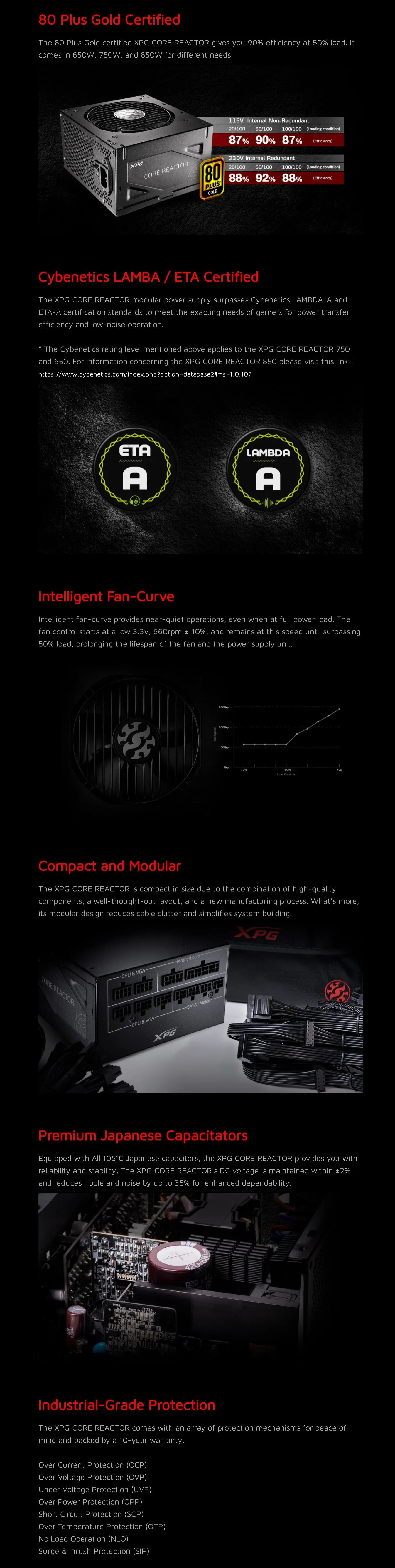 XPG CORE Reactor 750Watt 80 Plus Gold Certified Fully Modular Power Supply