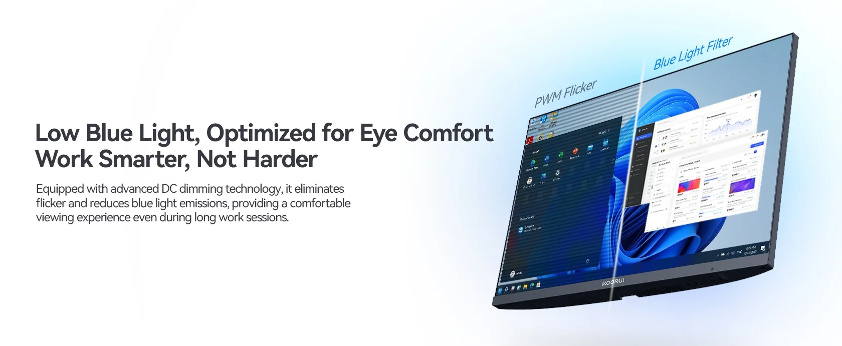 KOORUI E2411H 24" 120Hz 6ms Office Monitor, IPS Display, FHD Resolution,  AMD FreeSync Premium Technology, Flicker-Free,