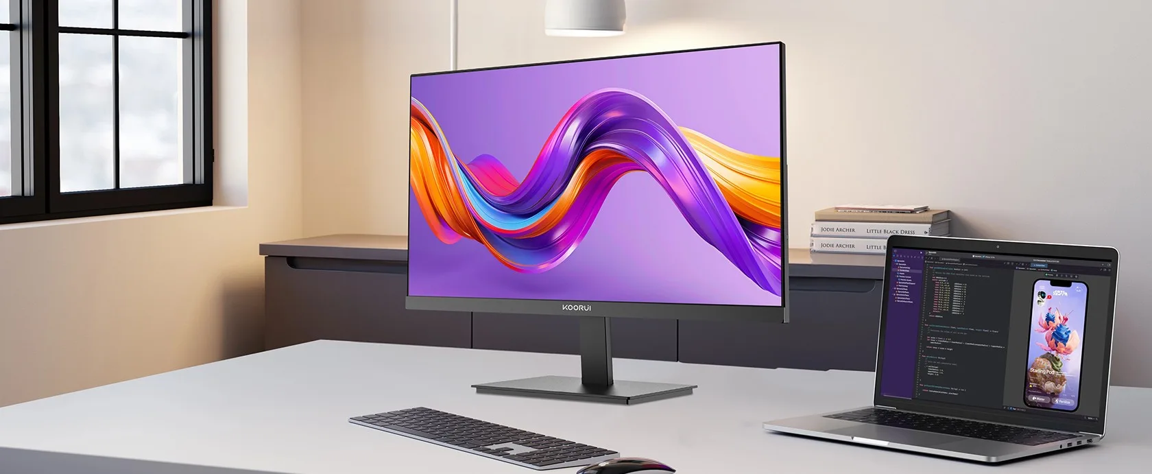KOORUI E2411H 24" 120Hz 6ms Office Monitor, IPS Display, FHD Resolution,  AMD FreeSync Premium Technology, Flicker-Free,