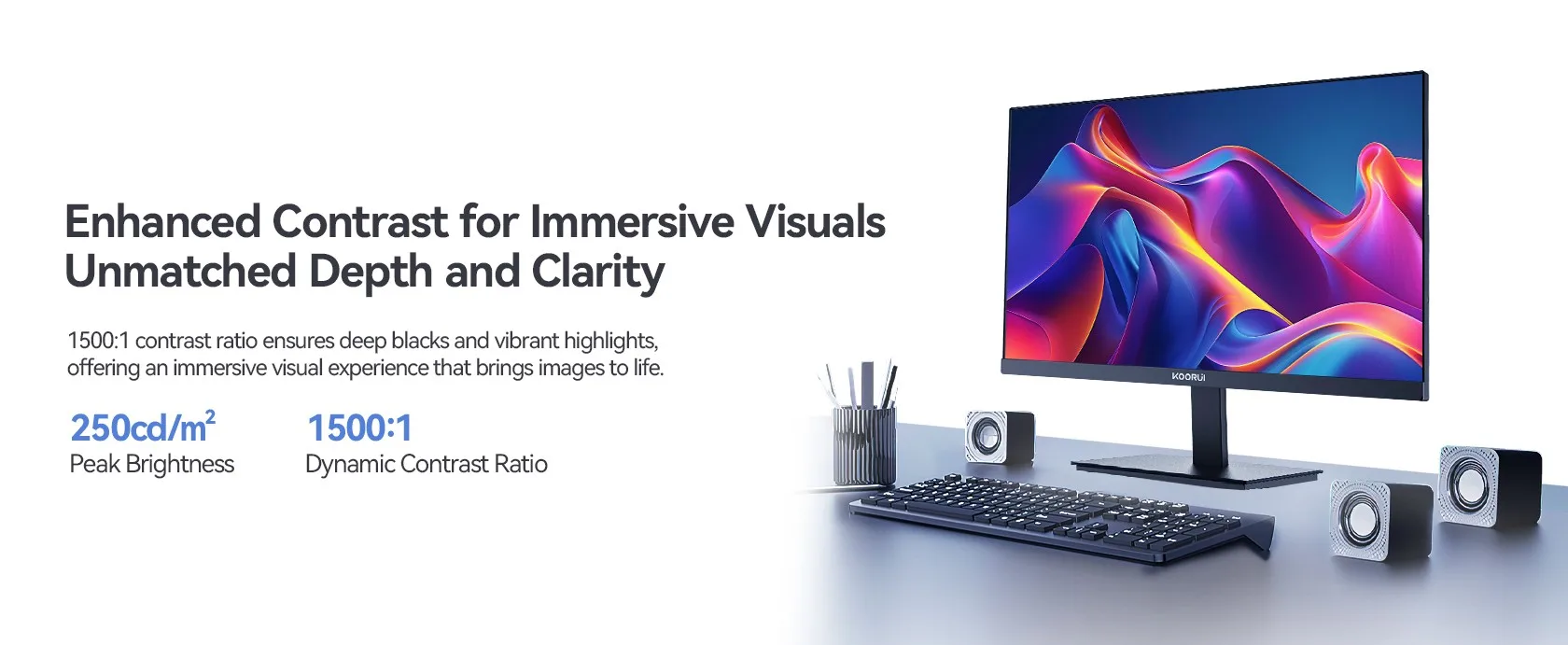KOORUI E2411K 24" 144Hz Office Monitor, FHD 1080P, IPS Display, Free-sync Compatible, 99% SRGB Color Gamut VESA 100 * 10