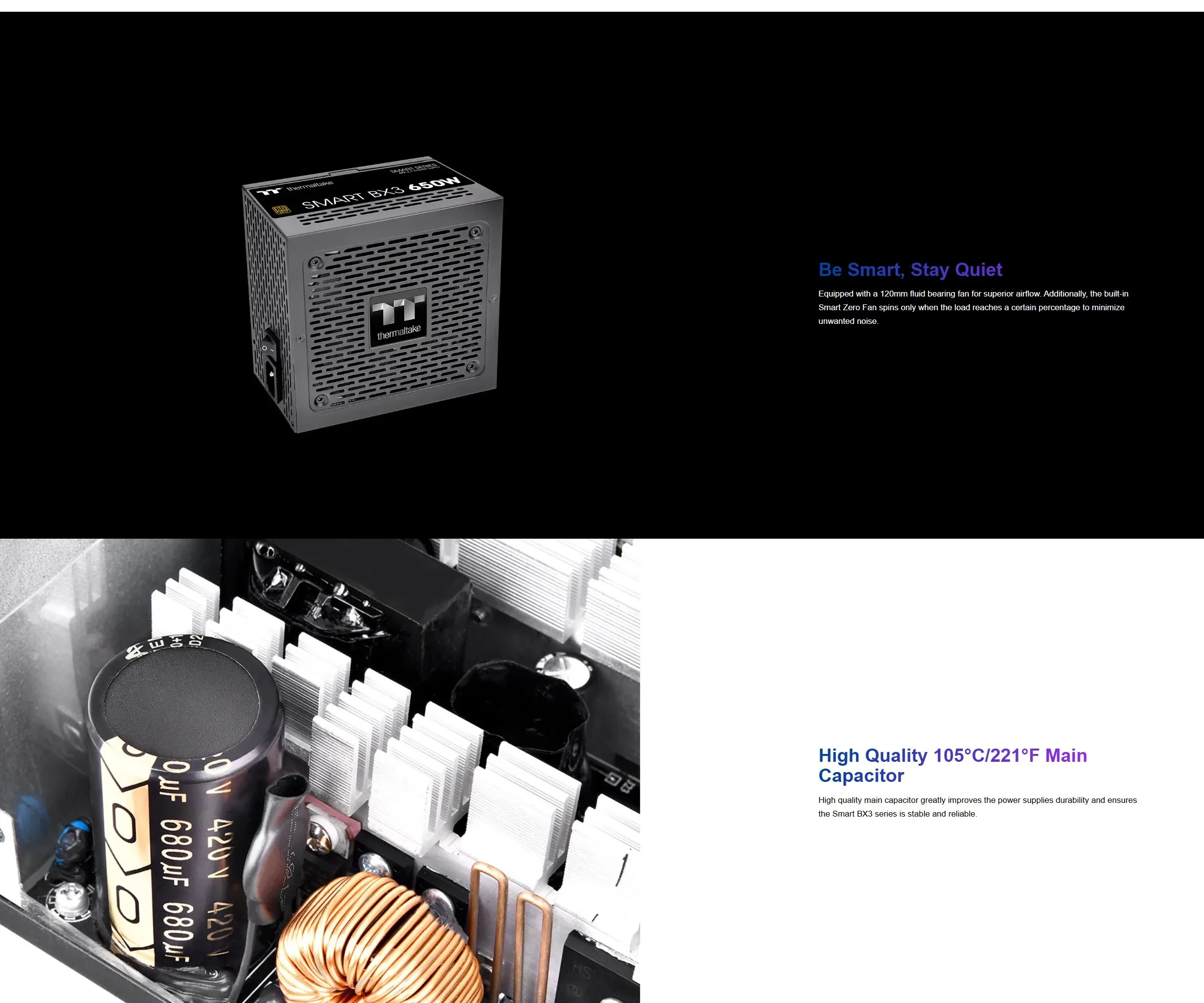 Thermaltake Smart BX3 Bronze 650W - 80 Plus Bronze ATX 3.1 Standard Power Supply Non-Modular - spec 2 - MegaComputer.pk