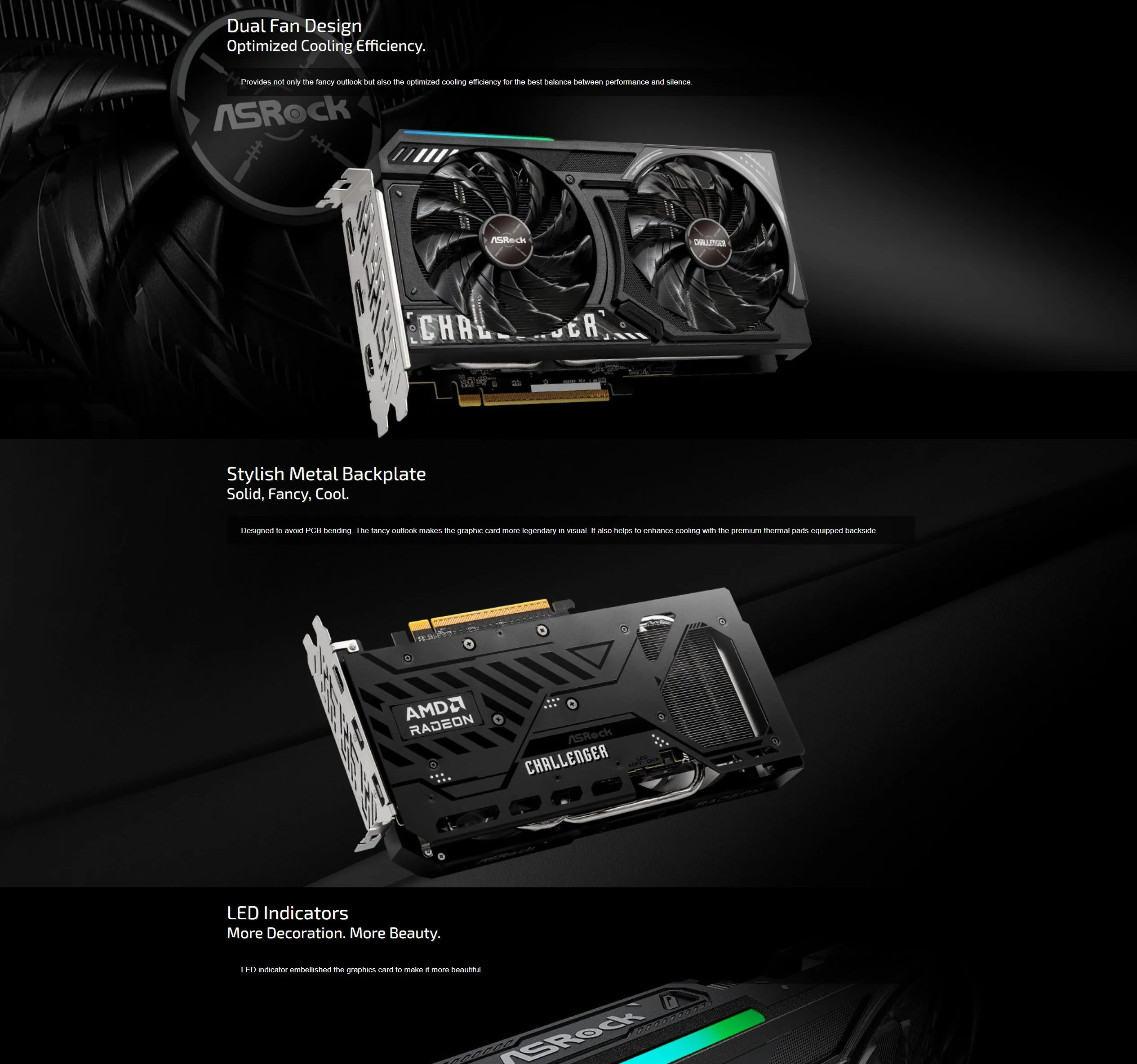 ASRock AMD Radeon RX 9060 XT Challenger 8GB OC GDDR7 Gaming Graphics Card - spec 1 - MegaComputer.pk